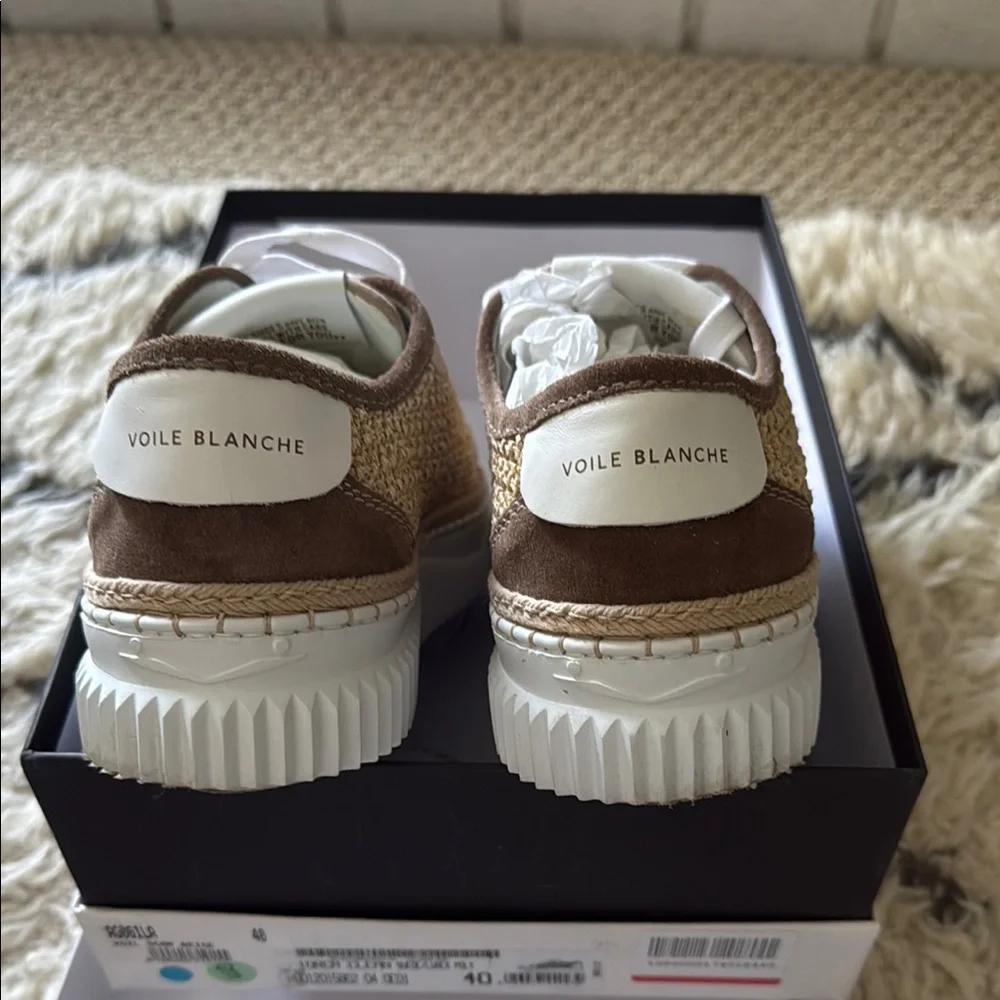 Voile Blanche Cream and Brown Sneakers Suede Low-Top - Picture 6 of 7